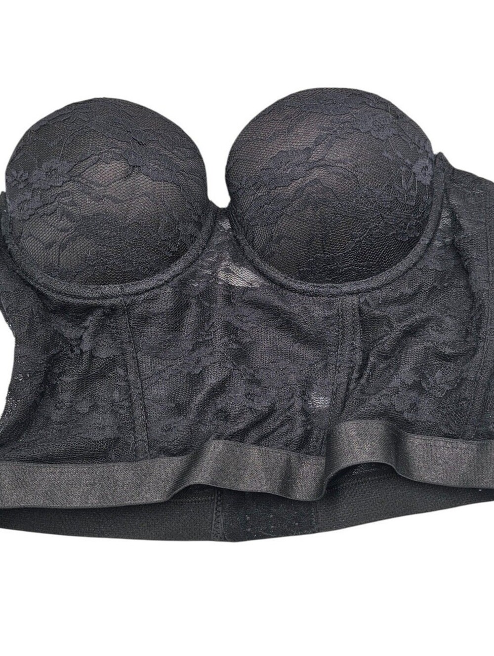 Vintage Y2K bebe Womens Sz S Black Lace Corset Top Padded Push Up